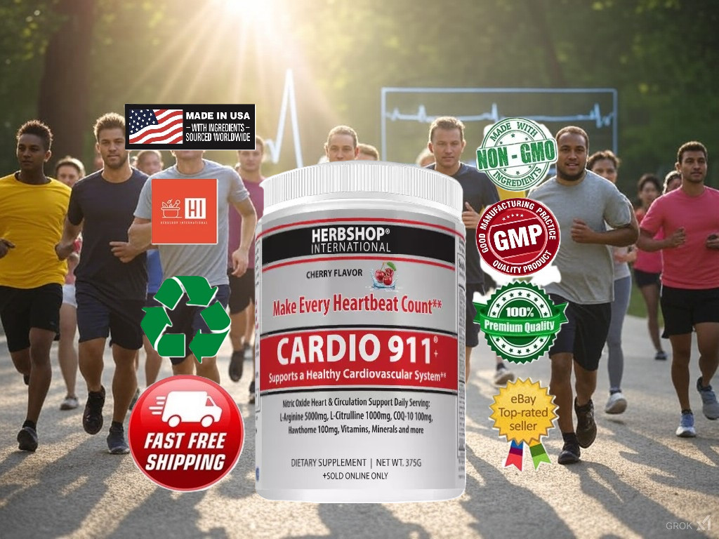 Cardio 911 L-Arginine, Nitric Oxide, Heart, Cherry/Berry/Grape, 30 Servings!