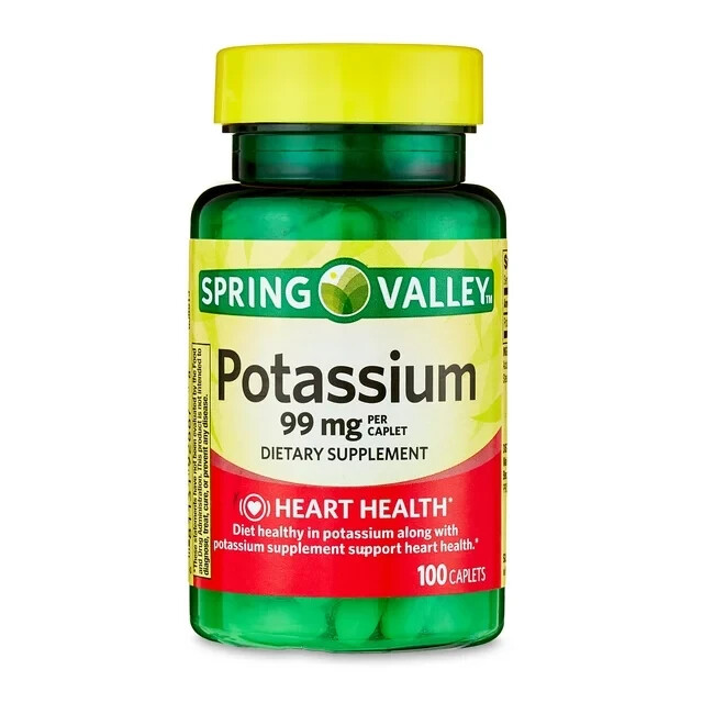 Spring Valley Potassium 99 mg Dietary Supplement 100 Caplets