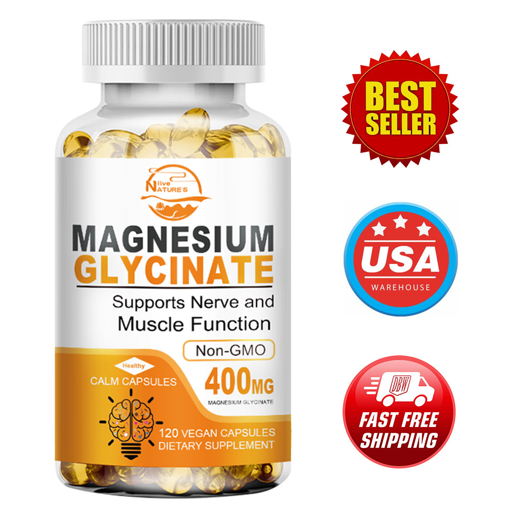 Nature’s Live High Absorption Magnesium Glycinate 400 mg, 120 Capules Non-GMO
