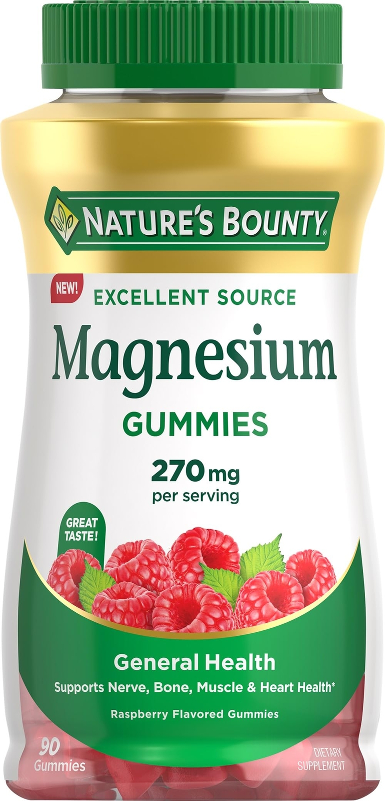 Nature’s Bounty Magnesium 270mg Gummies, Supports Bone, Nerve, Muscle and Heart