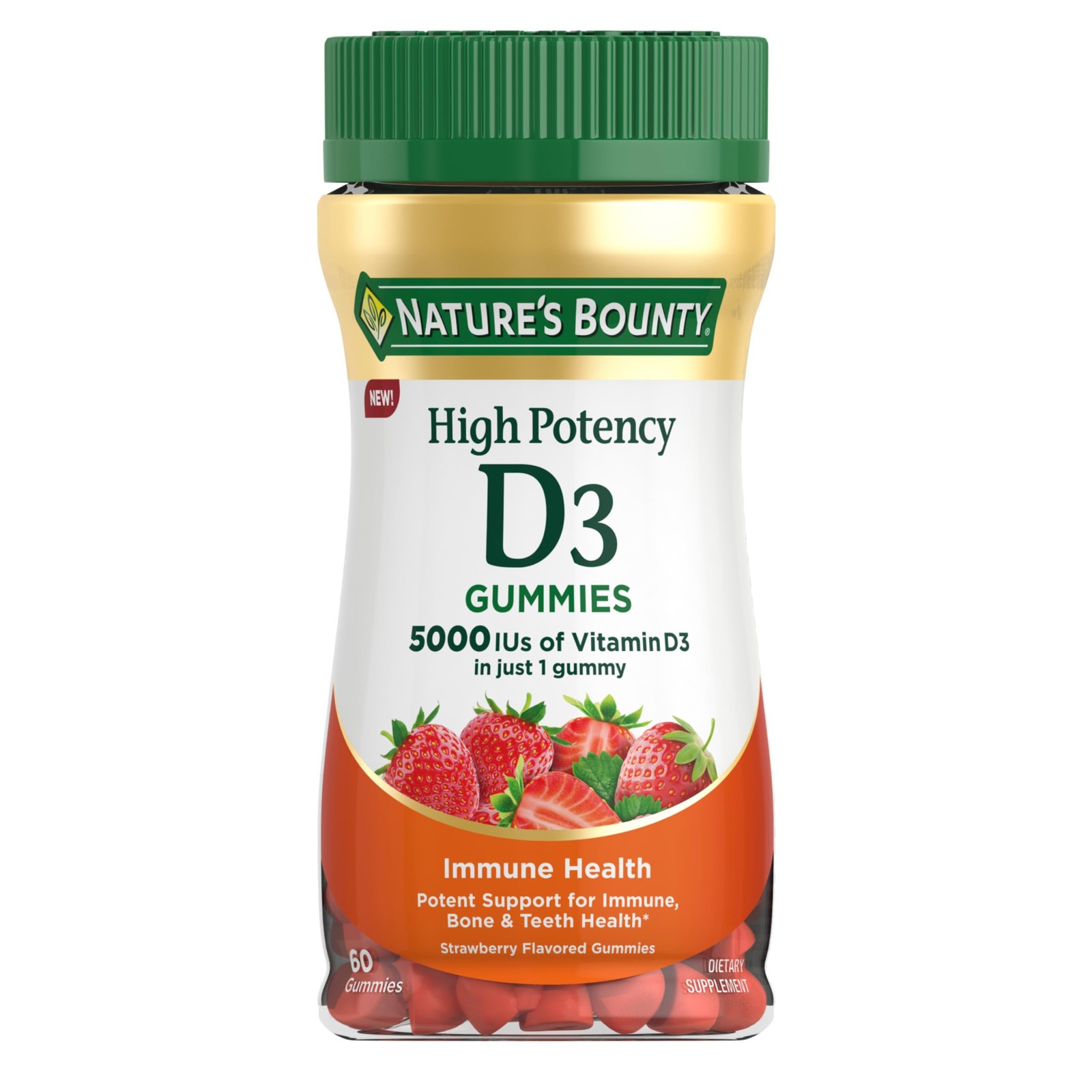Nature’s Bounty Vitamin D 5000 IU Gummies, Vitamin D3 High Potency Immune