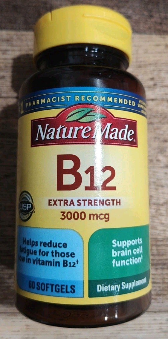 Nature Made Extra Strength Vitamin B12 3000 Mcg Softgels 60ct Exp 2/26 Free Ship