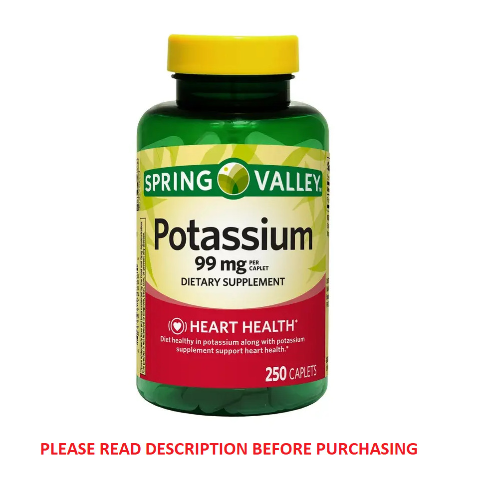 Spring Valley Potassium Caplets Dietary Supplement Value Size, 99 mg, 250 Count