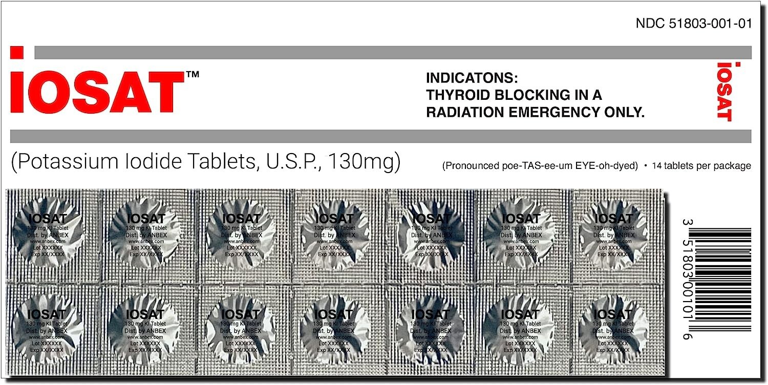 Anti Radiation  Iosat Potassium Iodide Tablets, 130mg – 14 Tablets- Adults