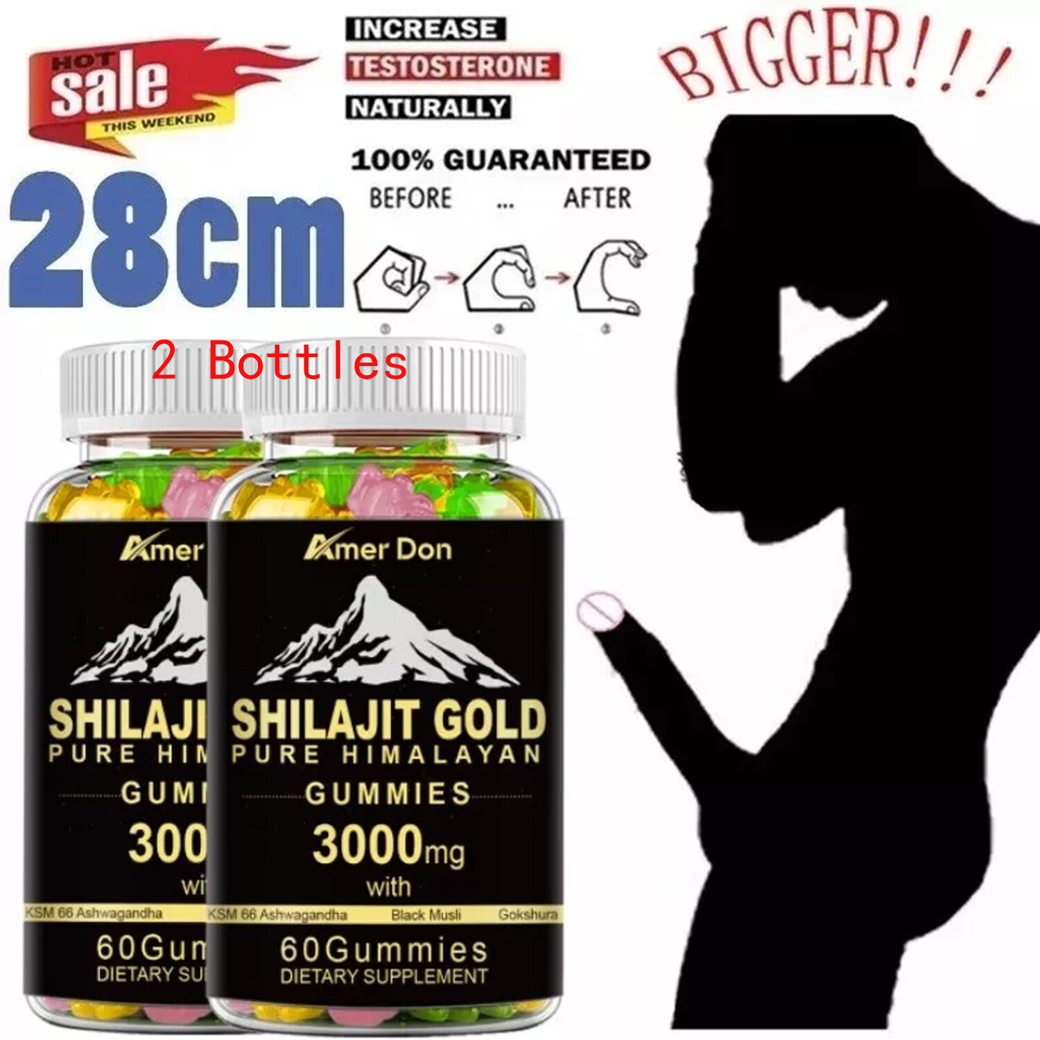 Shilajit Gummies Max Strength | Pure 100% Authentic Himalayan Origin 2 Packs