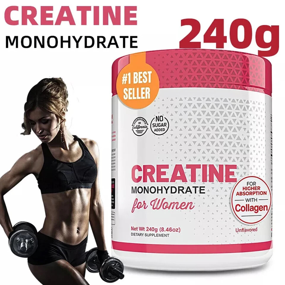 5G Creatine Monohydrate Powder for Women + 2000mg Collagen & 1g BCAA for Booty