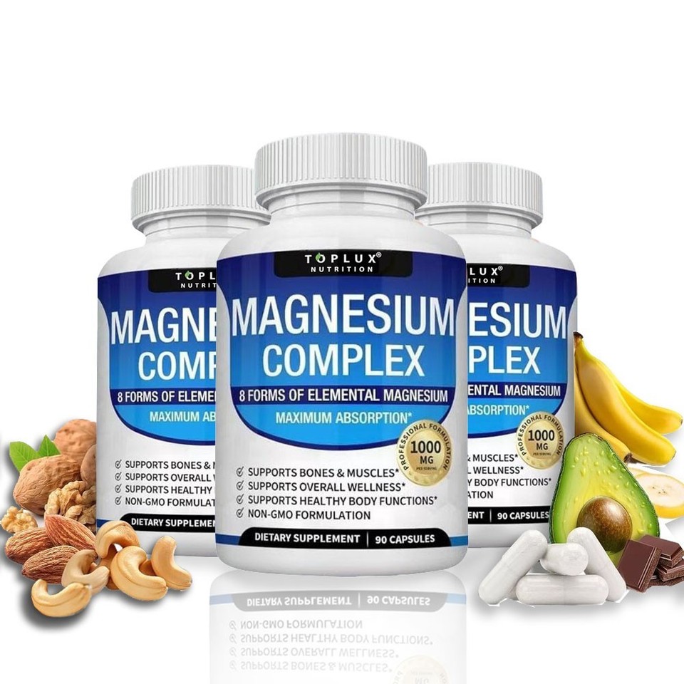Toplux Nutrition Magnesium Complex 1000mg Supports 8 Elemental Magnesium