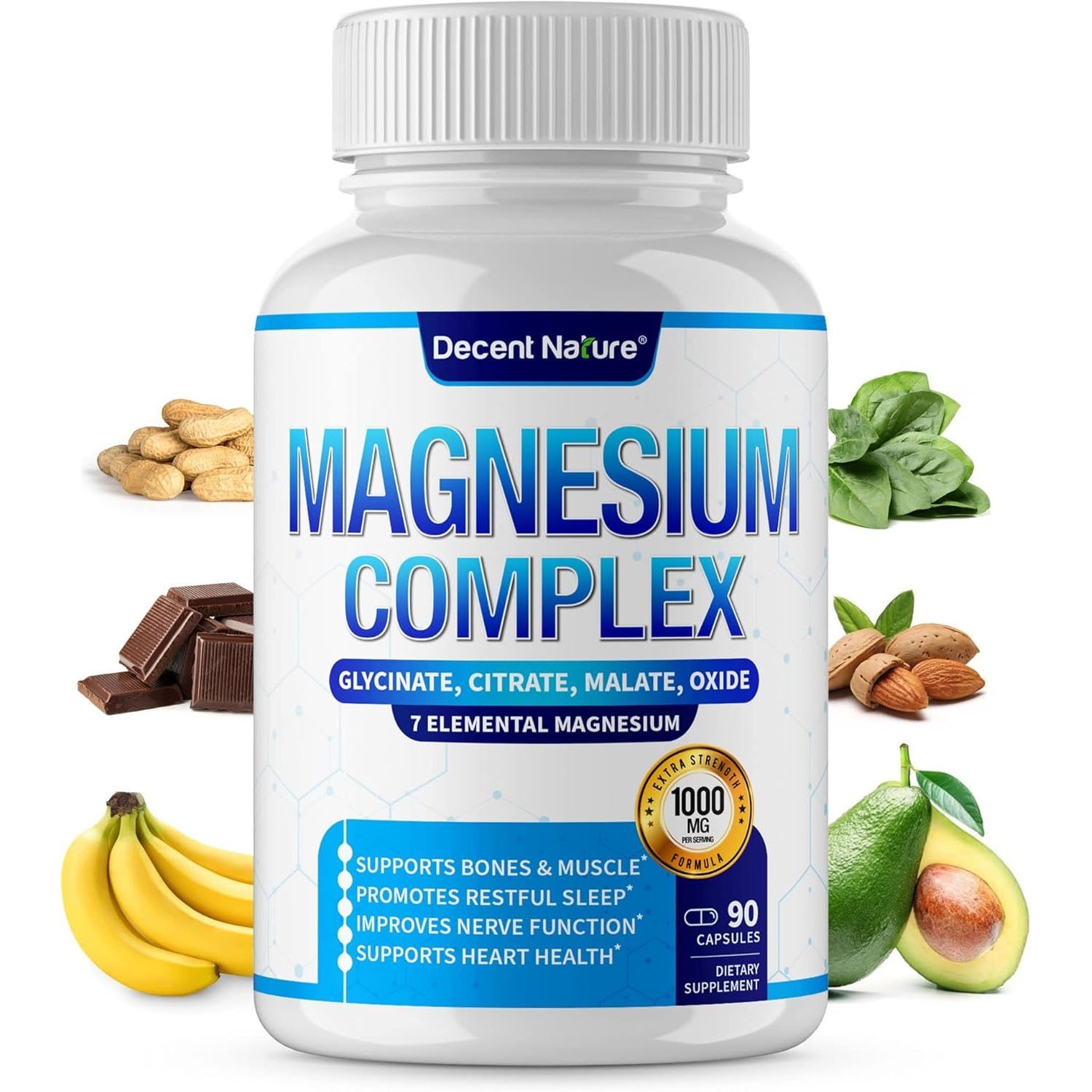 Magnesium Complex 1000mg, 8Elemental Magnesium, Gluten Free- Non-GMO