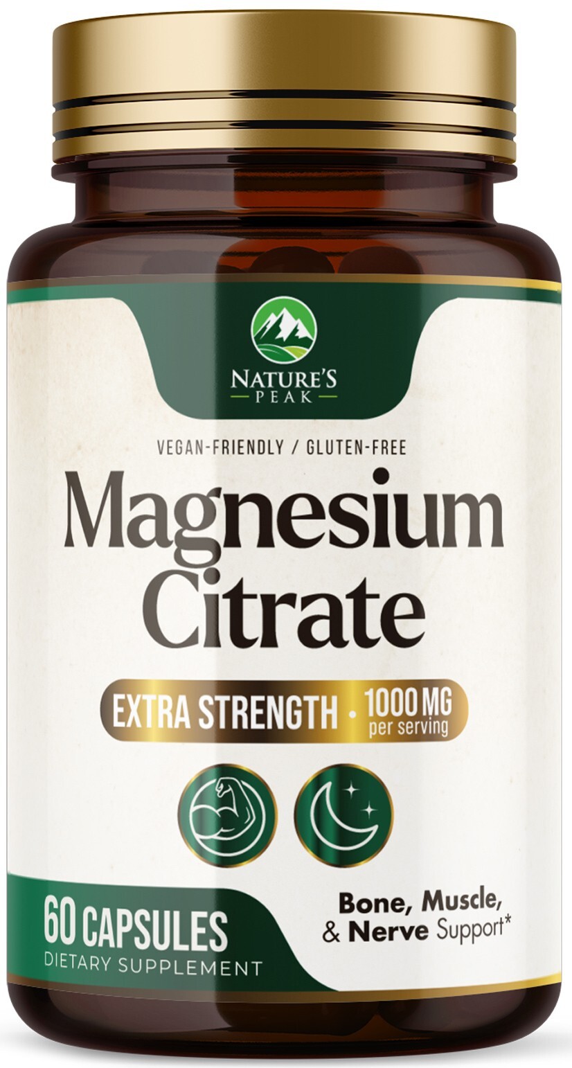 Magnesium Citrate 1000mg Capsules – Extra Strength Magnesium Supplement