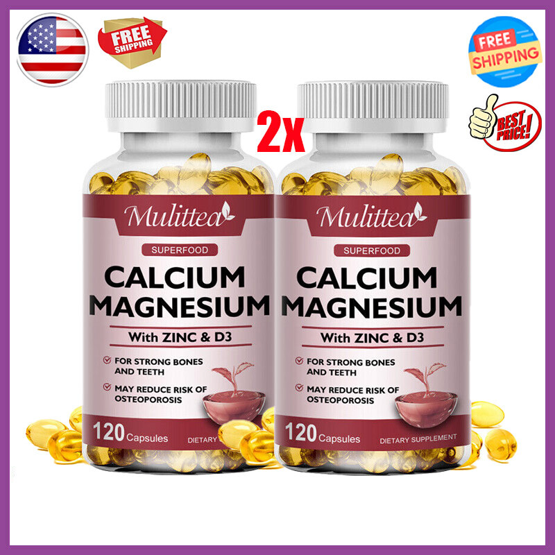 2xMulittea Magnesium Zinc Vitamin D3 Calcium Complex 120Capsules High Absorption