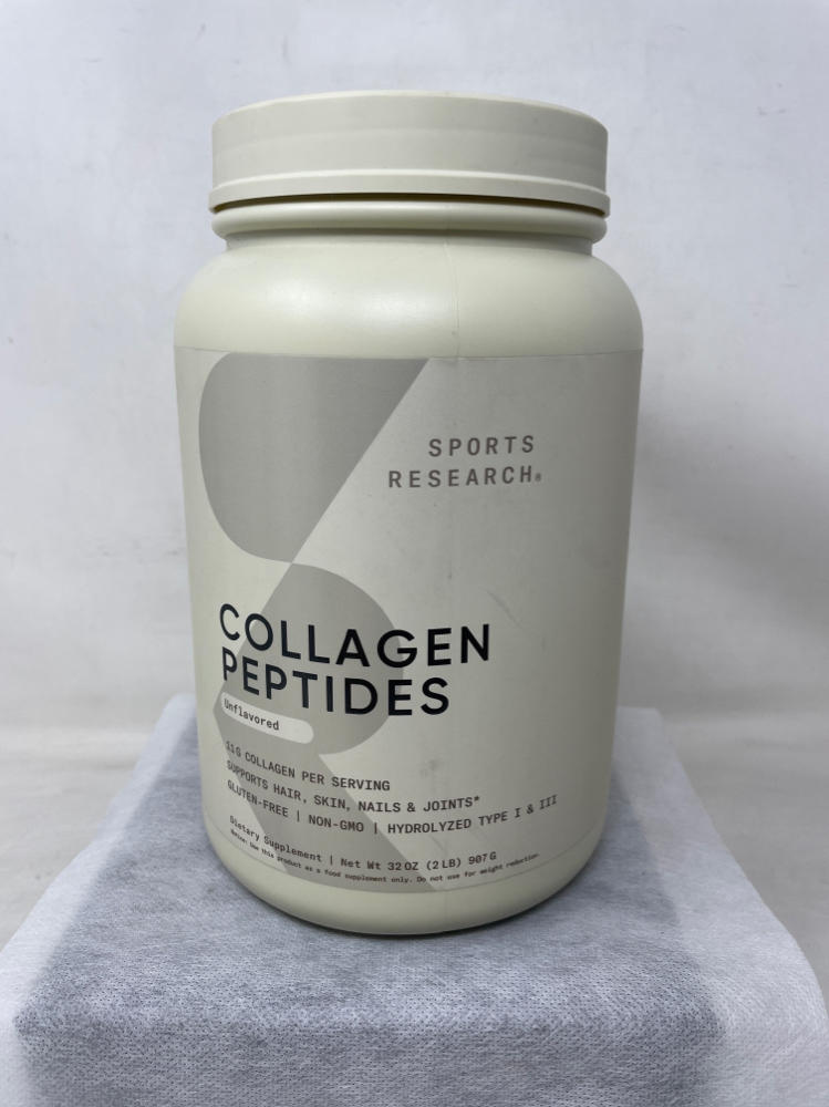 Sports Research Collagen Peptides Powder, Unflavored – 2lb – BB 4/27