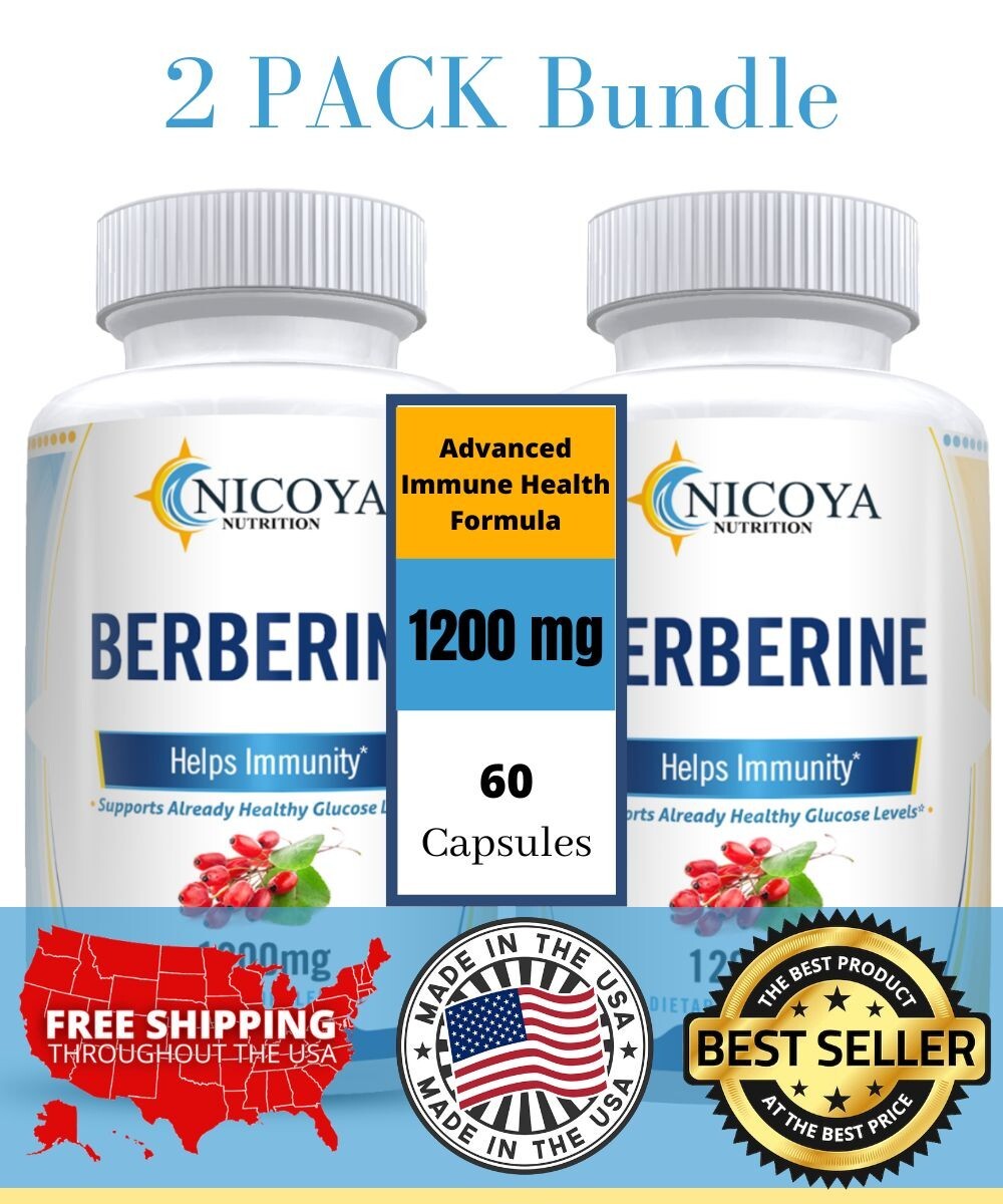 Premium Berberine HCL Extract 1200mg, Healthy Cholesterol, Anti-inflammatory 2PK