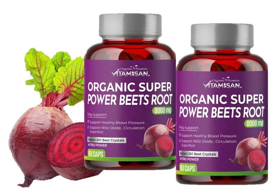 Super Beets Root 800mg-CoQ10 + Collagen – 2 Bottles – 120 Capsules USA
