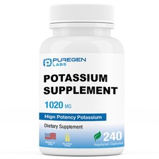 Puregen Labs Potassium Bicarbonate Supplement 1020 mg | Non-GMO | Gluten Free
