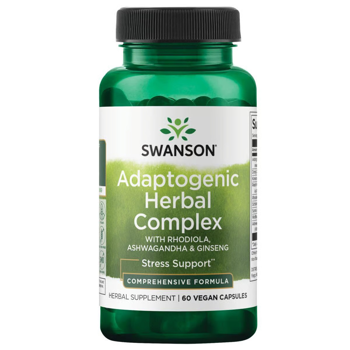 Swanson Rhodiola Ashwagandha Ginseng Complex Herb Blend Capsules, 60 Count