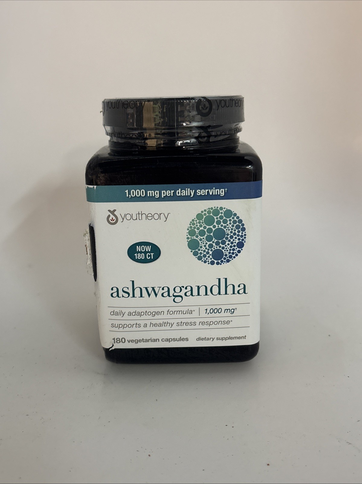 youtheory Ashwagandha 1000 mg, 180 Vegetarian Capsules Exp: 04/26