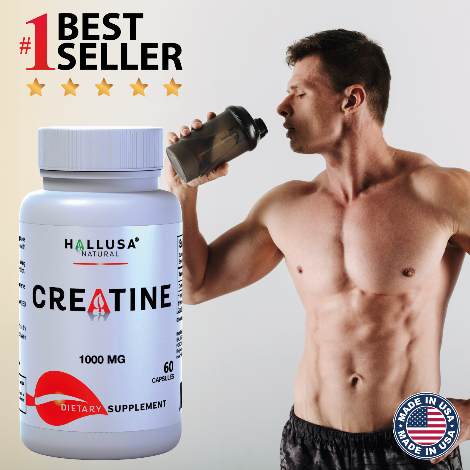 Creatine Monohydrate 1000mg – Creatine Monohydrate Bodybuild – 60 caps