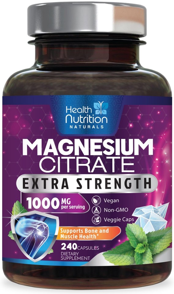 Magnesium Citrate Capsules 1000mg – Max Absorption Magnesium Powder for Muscle