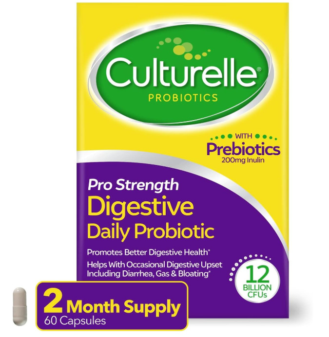 Culturelle Probiotic Capsules Digestive + Prebiotic 60 Ct 2-Month Supply