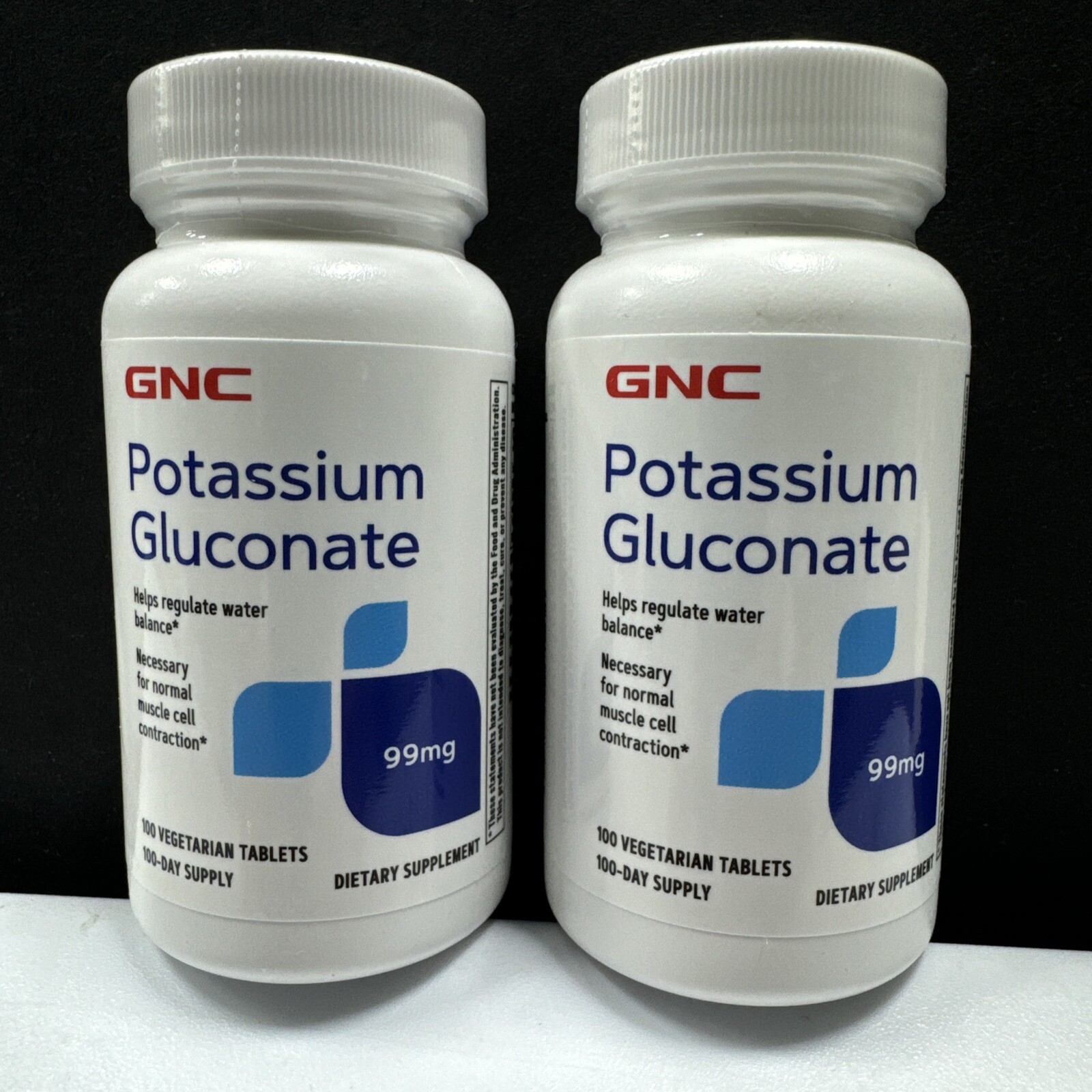 GNC Potassium Gluconate 99MG (2PK) 100 Vegetarian Tablets Each Exp. 09/2027