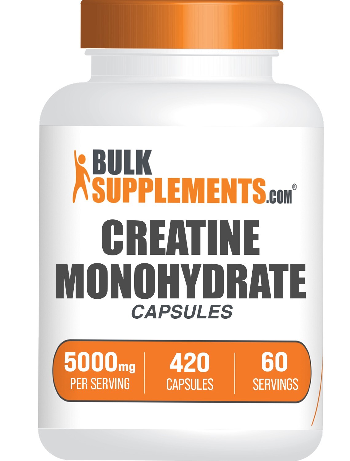 BulkSupplements Creatine Monohydrate Capsules – 5g per Serving – 420 Capsules