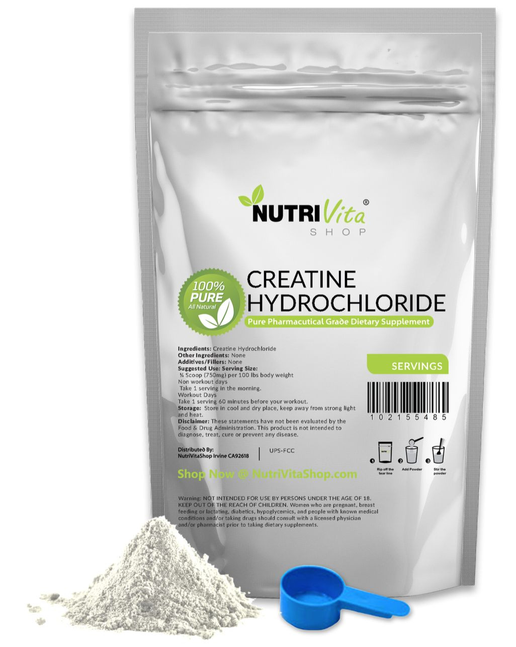 250g NEW CREATINE HYDROCHLORIDE (HCL) KOSHER