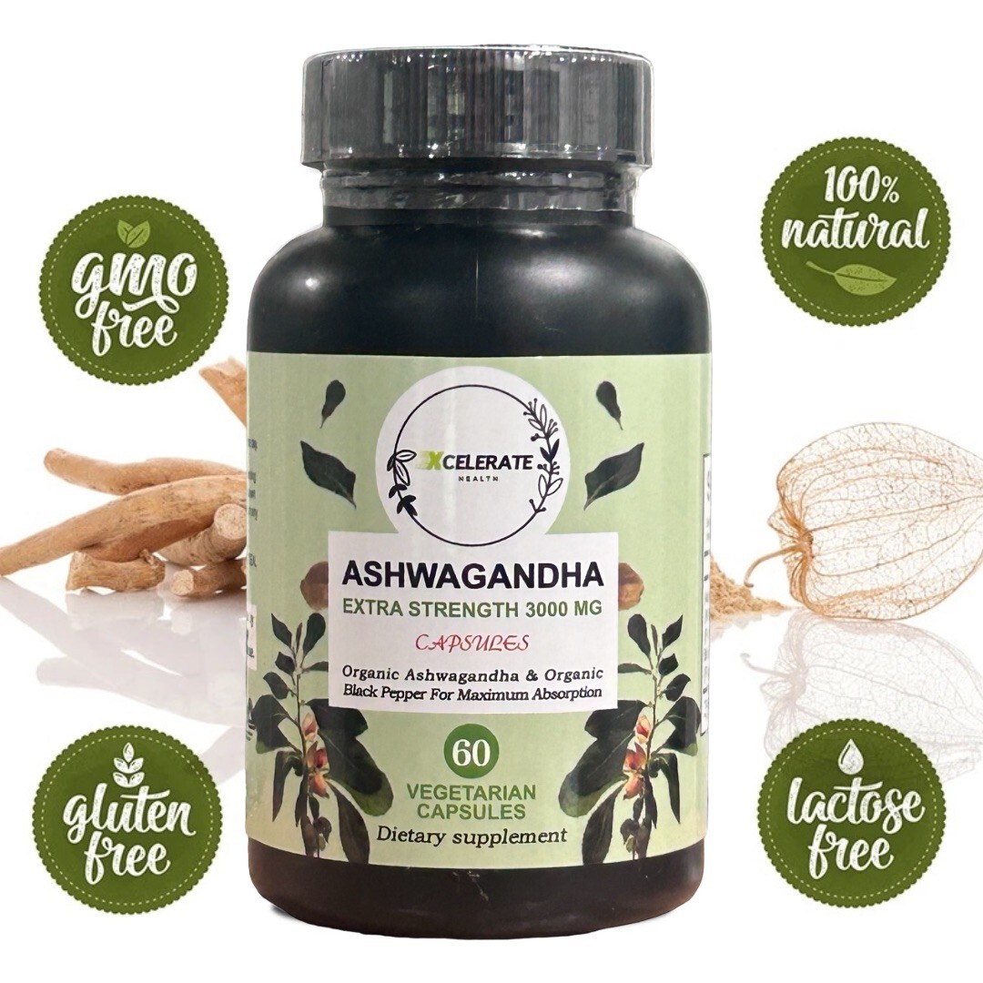 Ashwagandha with Black Pepper Extract  Organic  3000 MG Extra Strength