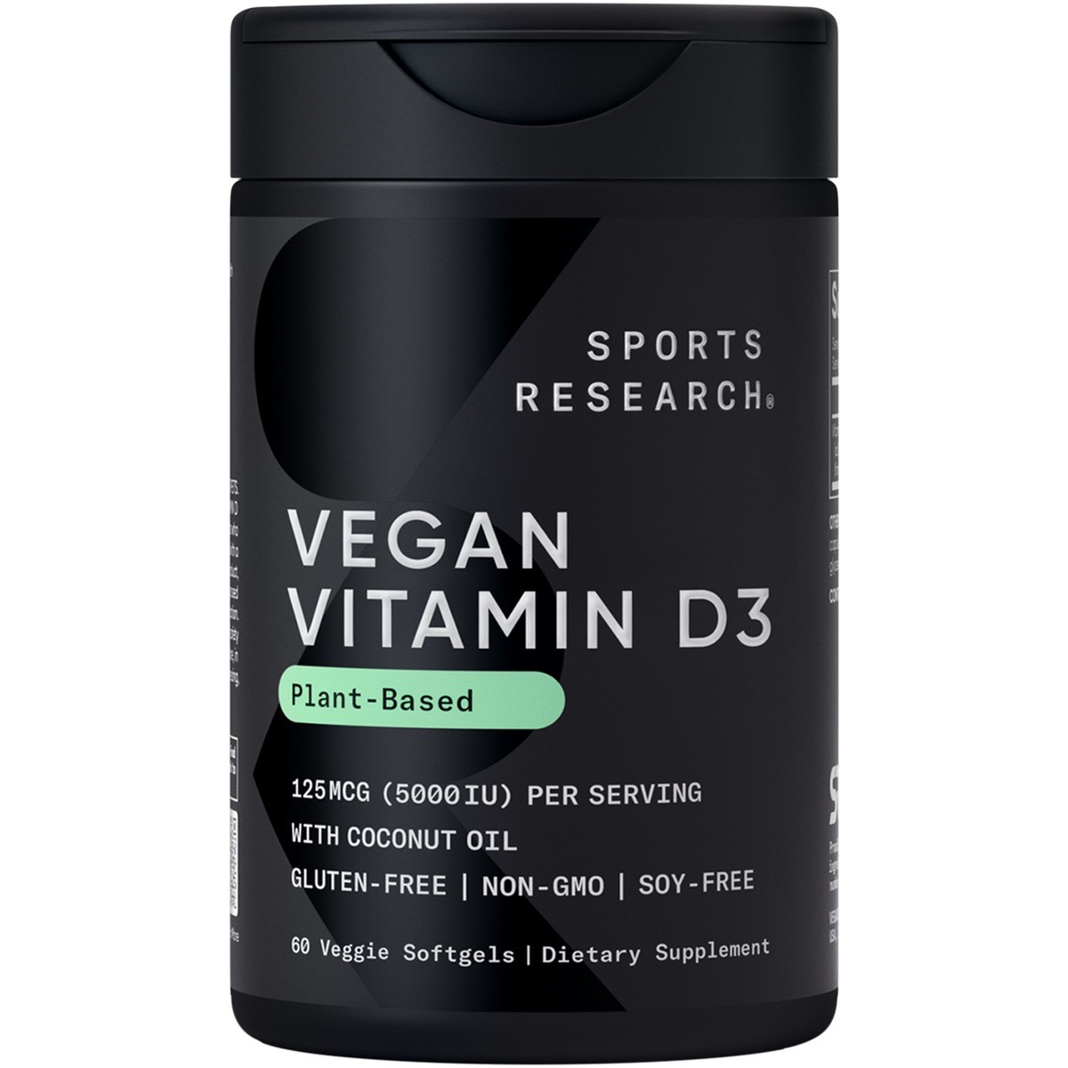 Vegan Vitamin D3 5000IU (125 mcg) with Coconut Oil | 100% Plant-Based Vitamin D