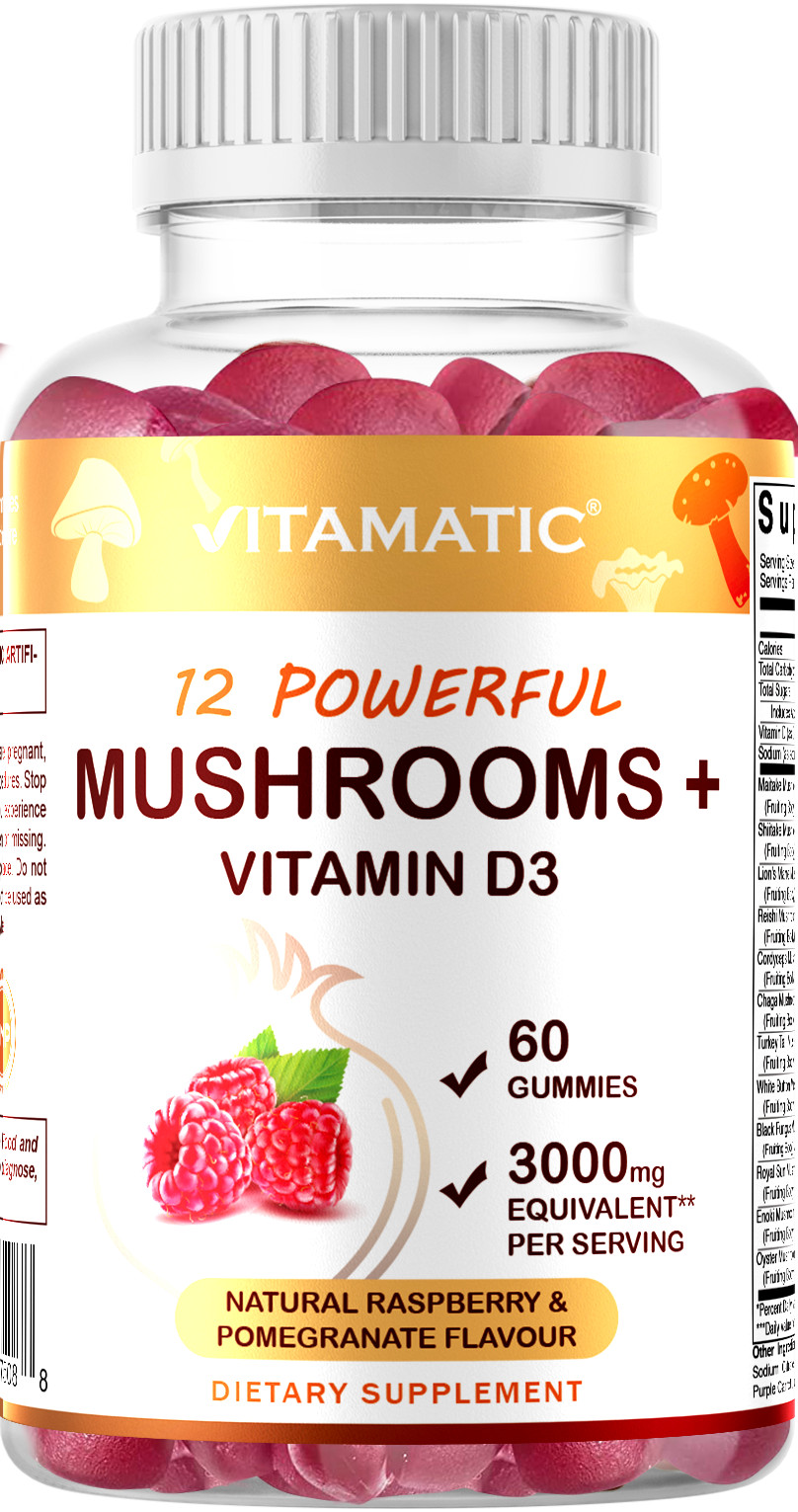 Vitamatic Mushroom Complex with D3 Gummies 3000 mg – 60 Pectin Gummies