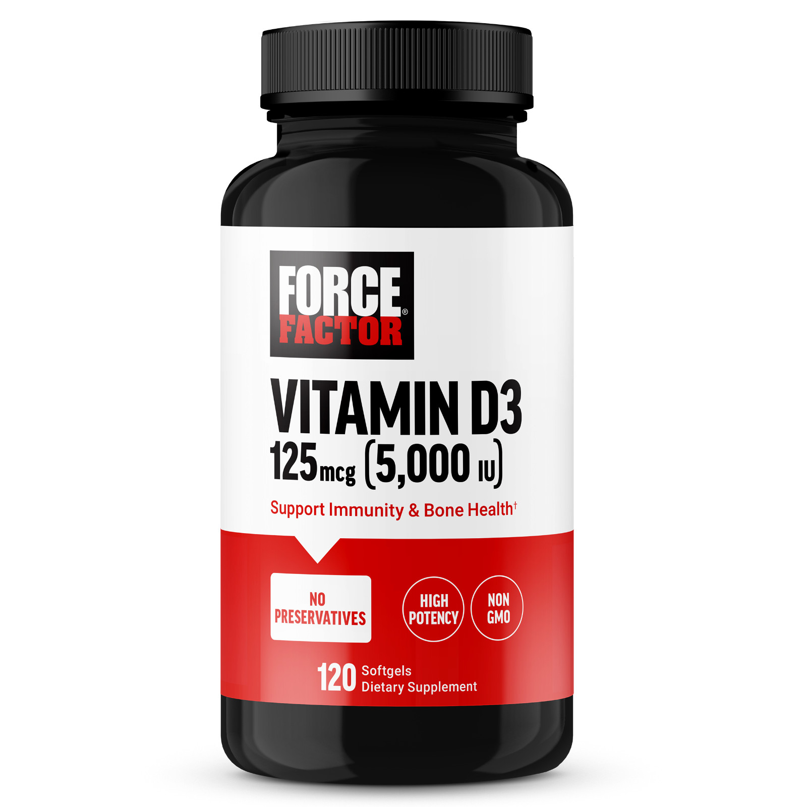 FORCE FACTOR Vitamin D3 5000 IU Softgels, High-Potency Vitamin D
