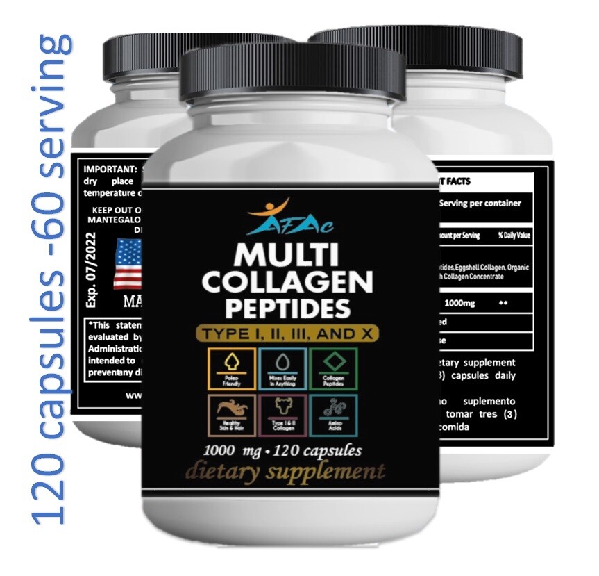 Total Collagen Protein Hydrolyzed Collagen Supplement 120 Caps paleo no gmo