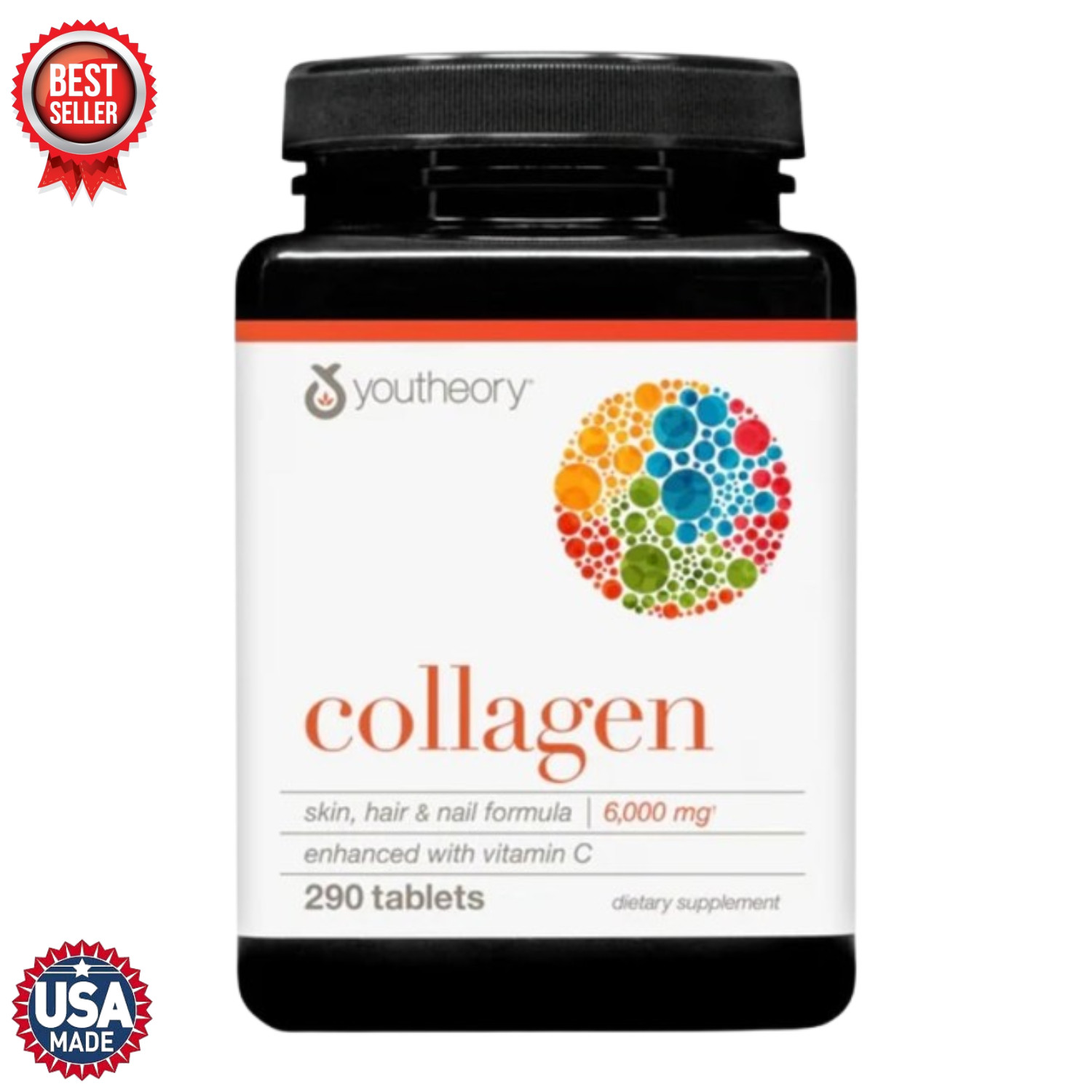 Youtheory Advanced Collagen – 6,000 mg Collagen with Vitamin C – 290 Tablets