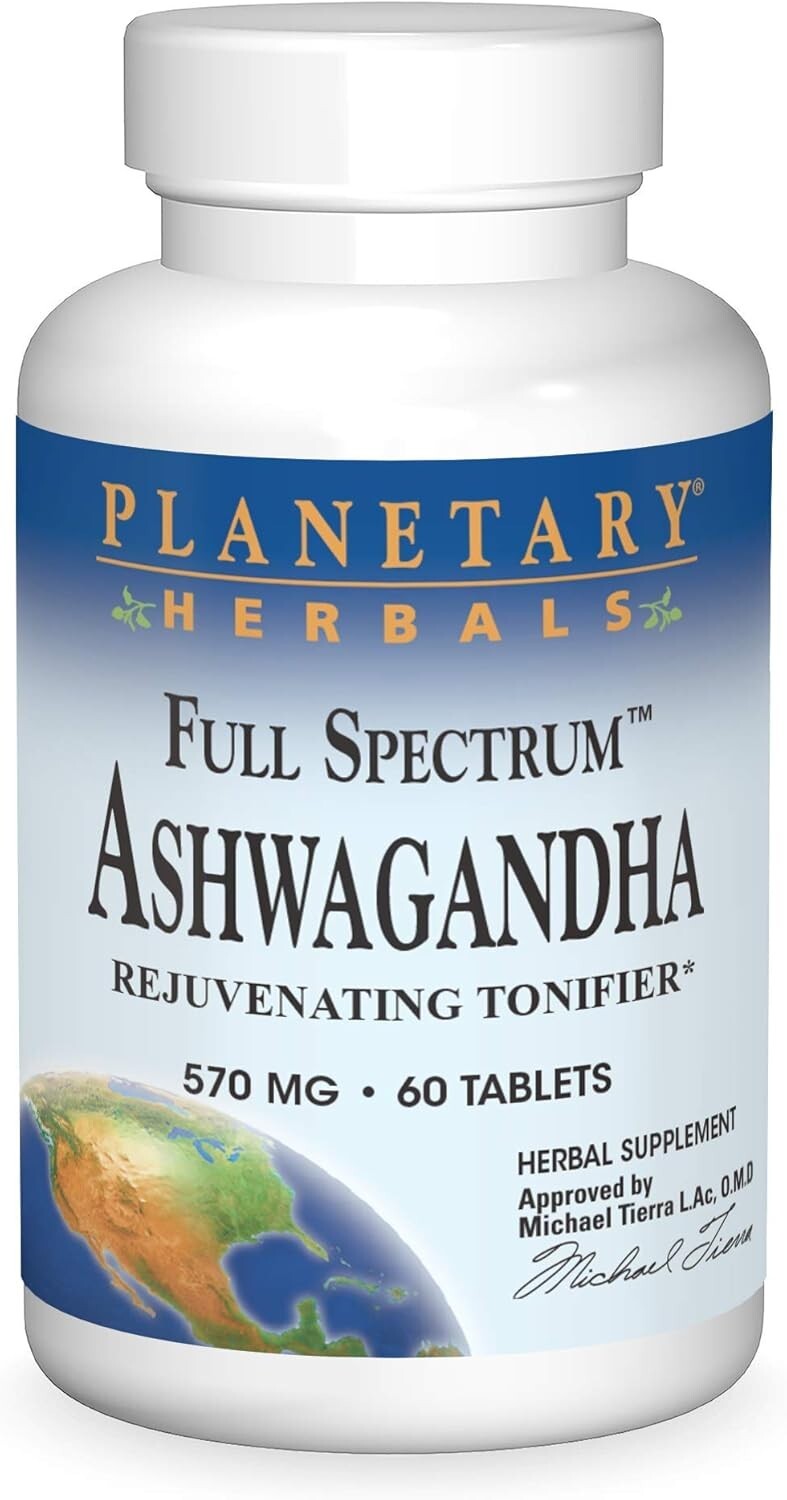 Planetary Herbals Ashwagandha, Full Spectrum 570 mg Rejuvenating Tonifier – 60 T