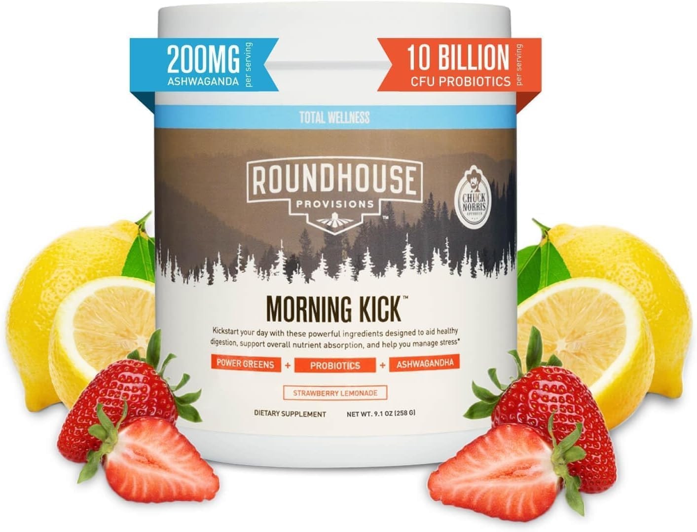 ROUNDHOUSE PROVISIONS MORNING KICK-DIGESTIVE POWDER-STRAWBERRY LEMONADE 9.1 0Z