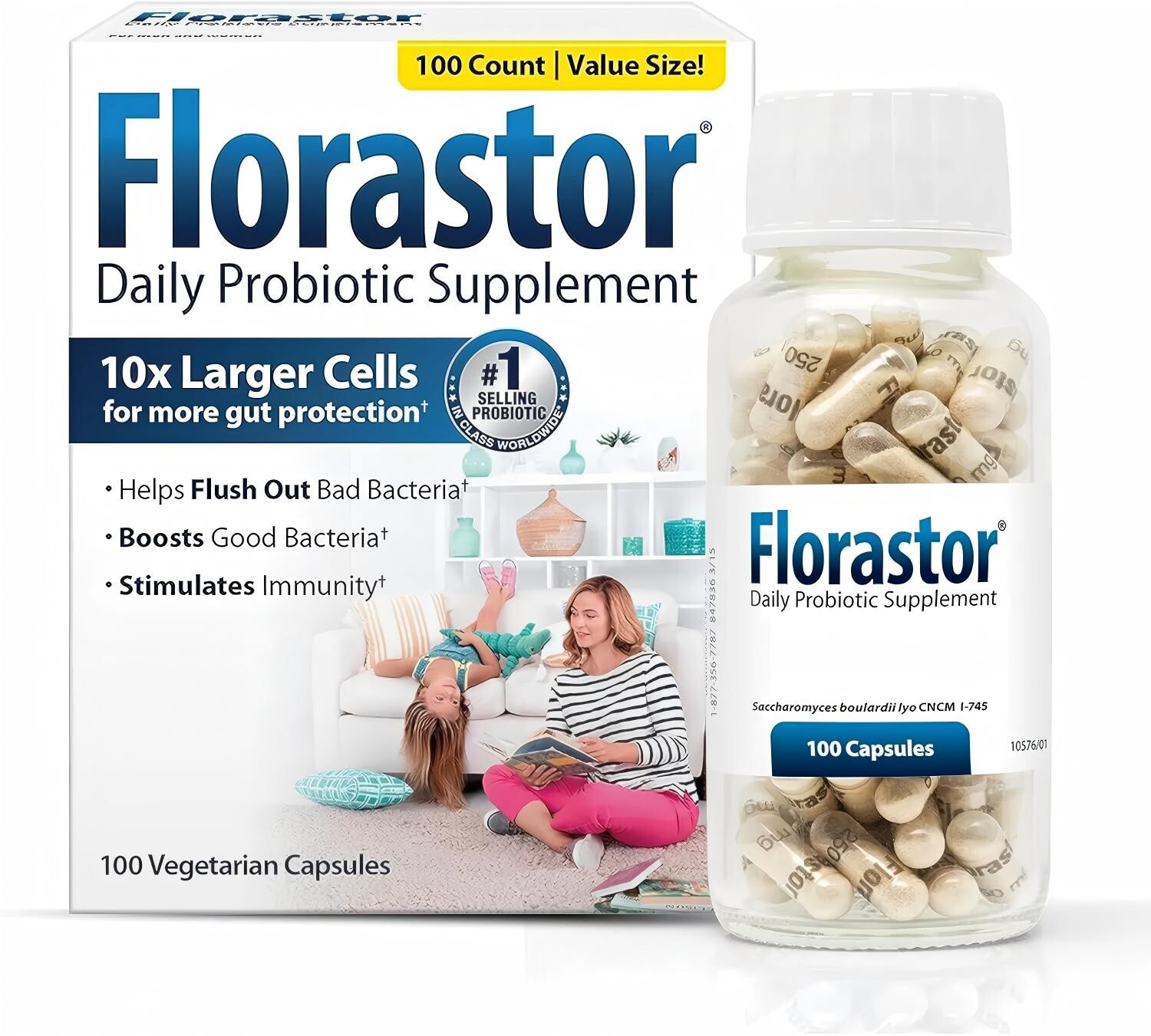 Florastor 250mg Daily Probiotic Supplement 100 Capsules Improve Digestion