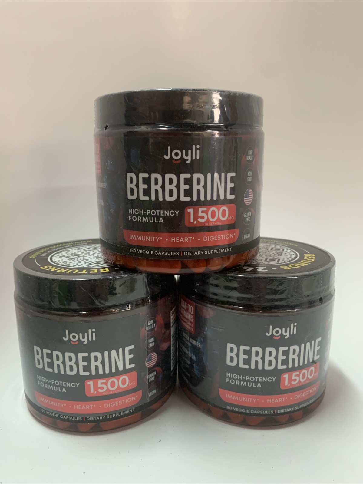 3x Berberine 1500MG High Potency 180ct (540 Total) Immunity Heart Digestion 8/26