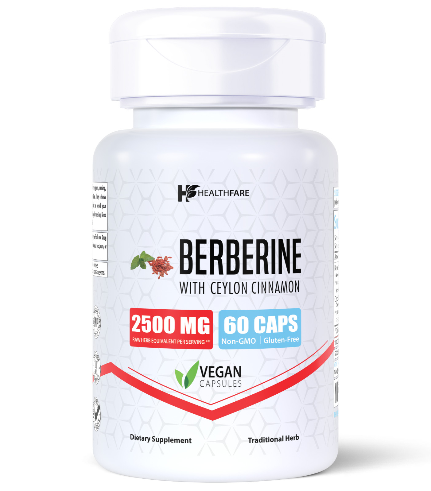 Healthfare Berberine with Ceylon Cinnamon 2500mg – 60 Capsules – Heart Health &