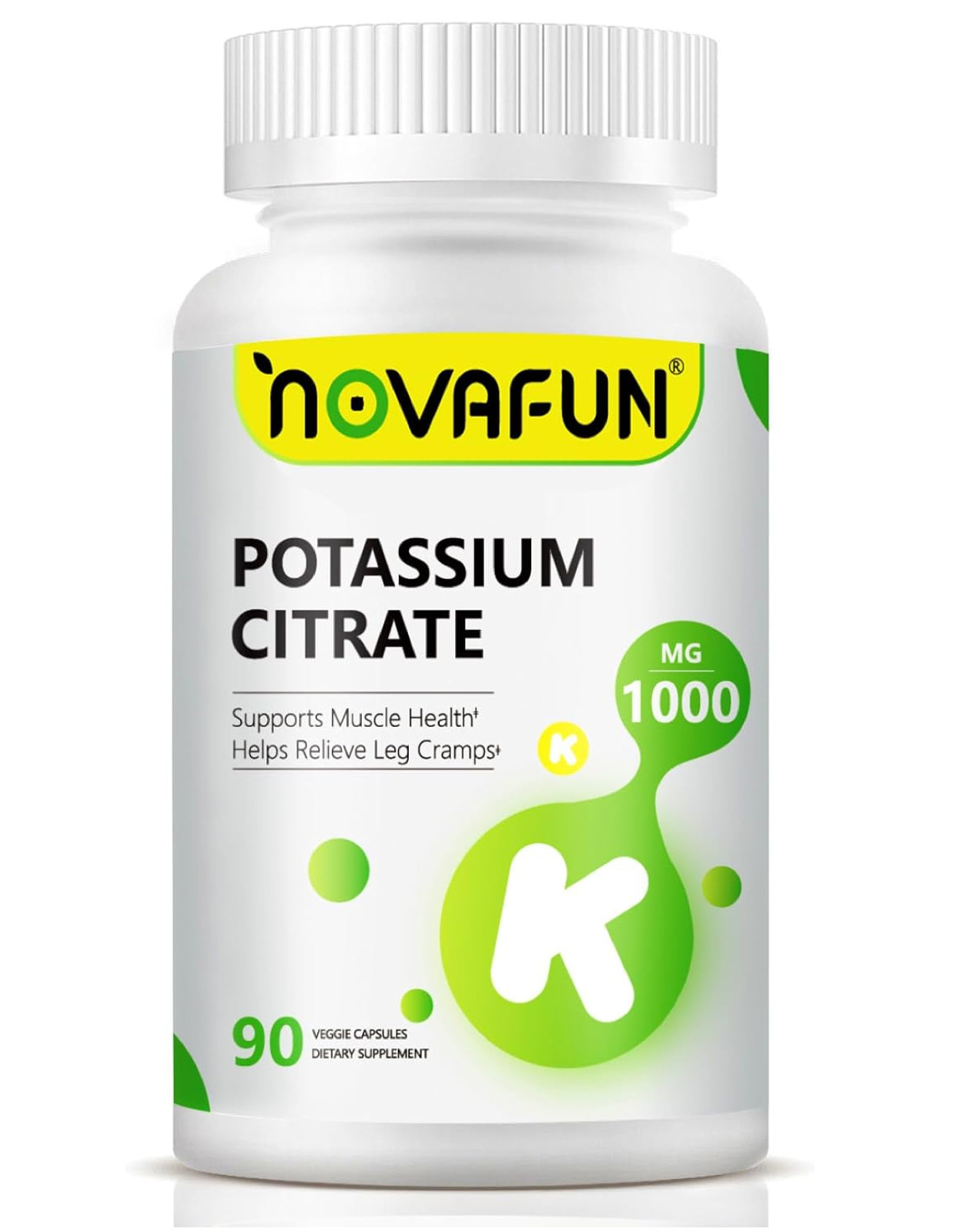 Potassium Citrate 1000mg, Potassium Supplement for Leg Cramps, Muscle & Heart He