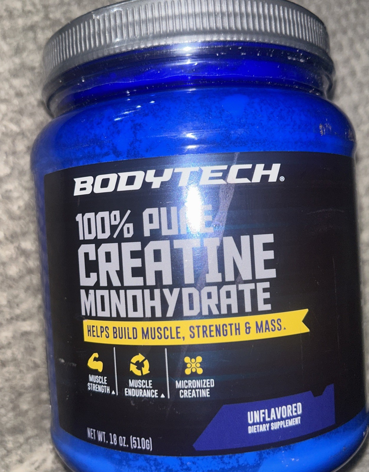 BodyTech Pure Creatine Monohydrate Powder Micronized 18 oz Unflavored Exp 08/26