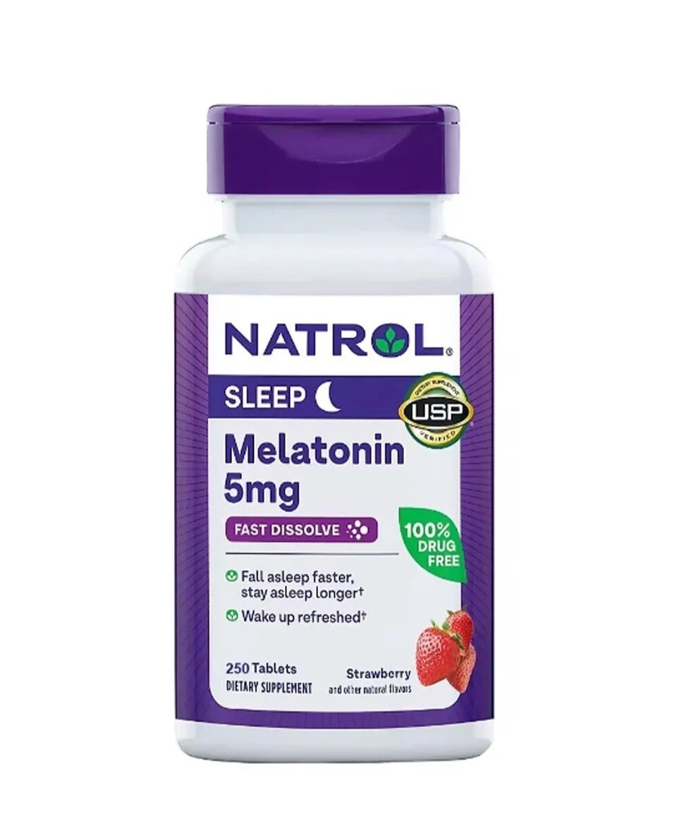Natrol Melatonin 5 Mg Fast Dissolve 250 Tabs Strawberry Flavor ~ EXP 03/2027