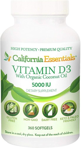 Vitamin D3 5000iu (125mcg) infused with Enhanced Organic Coconut Oil