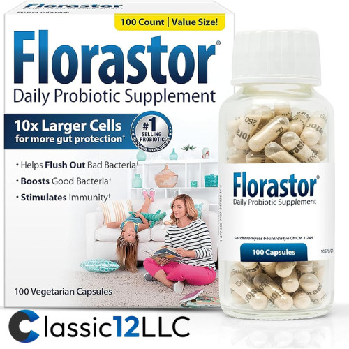 Florastor 250 mg Daily Probiotic Supplement – 100 Vegetarian Capsules