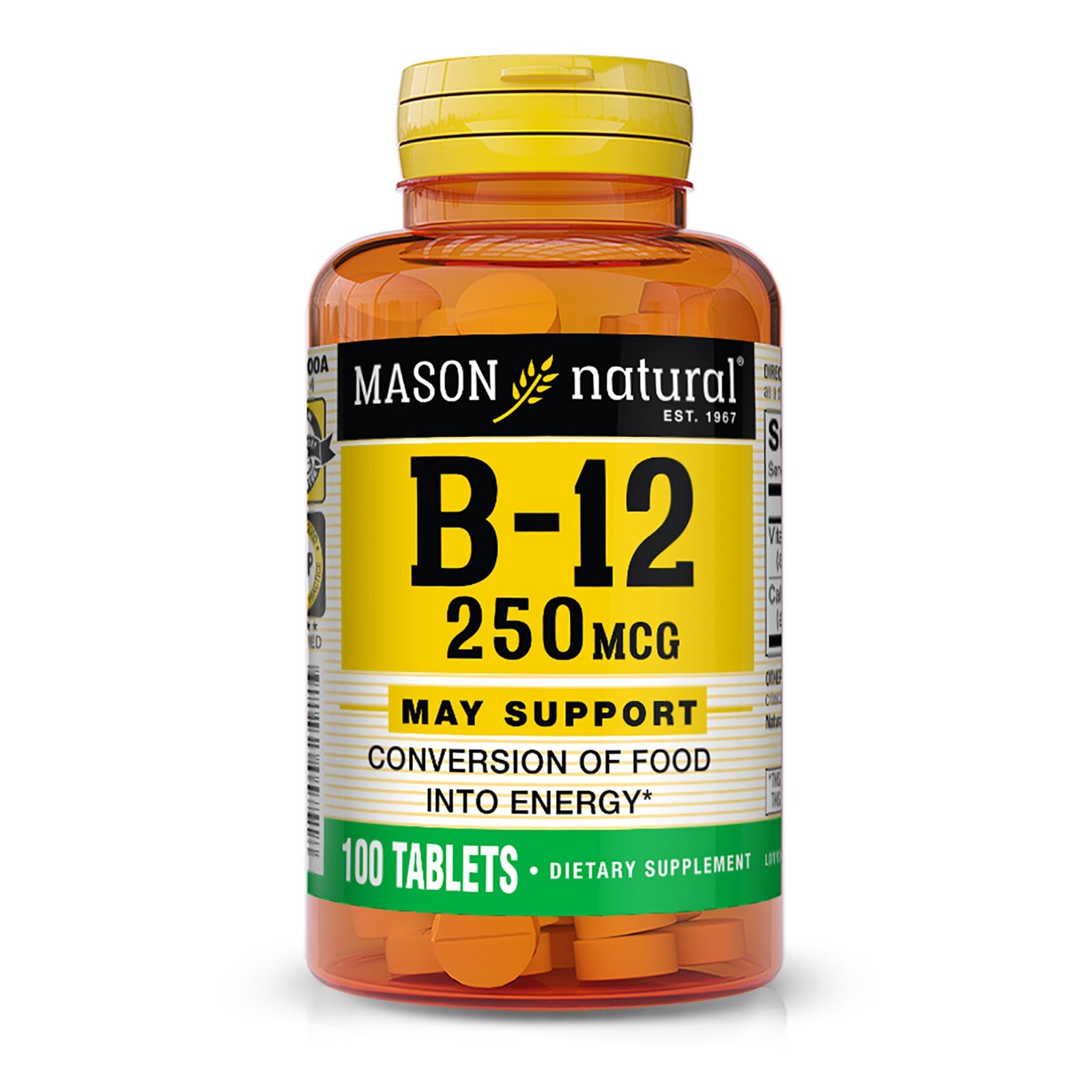 Mason Natural Vitamin B12 250 mcg – Conversion of Food into Energy, 100 Tablets