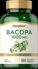 Bacopa Monnieri Capsules 1000 mg | 180 Count | Non-GMO | By Piping Rock