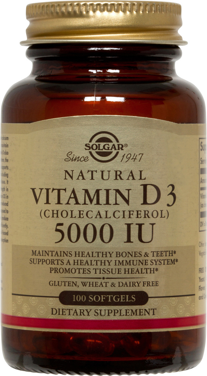 Solgar Vitamin D3 Cholecalciferol 5000 IU 100 Softgels