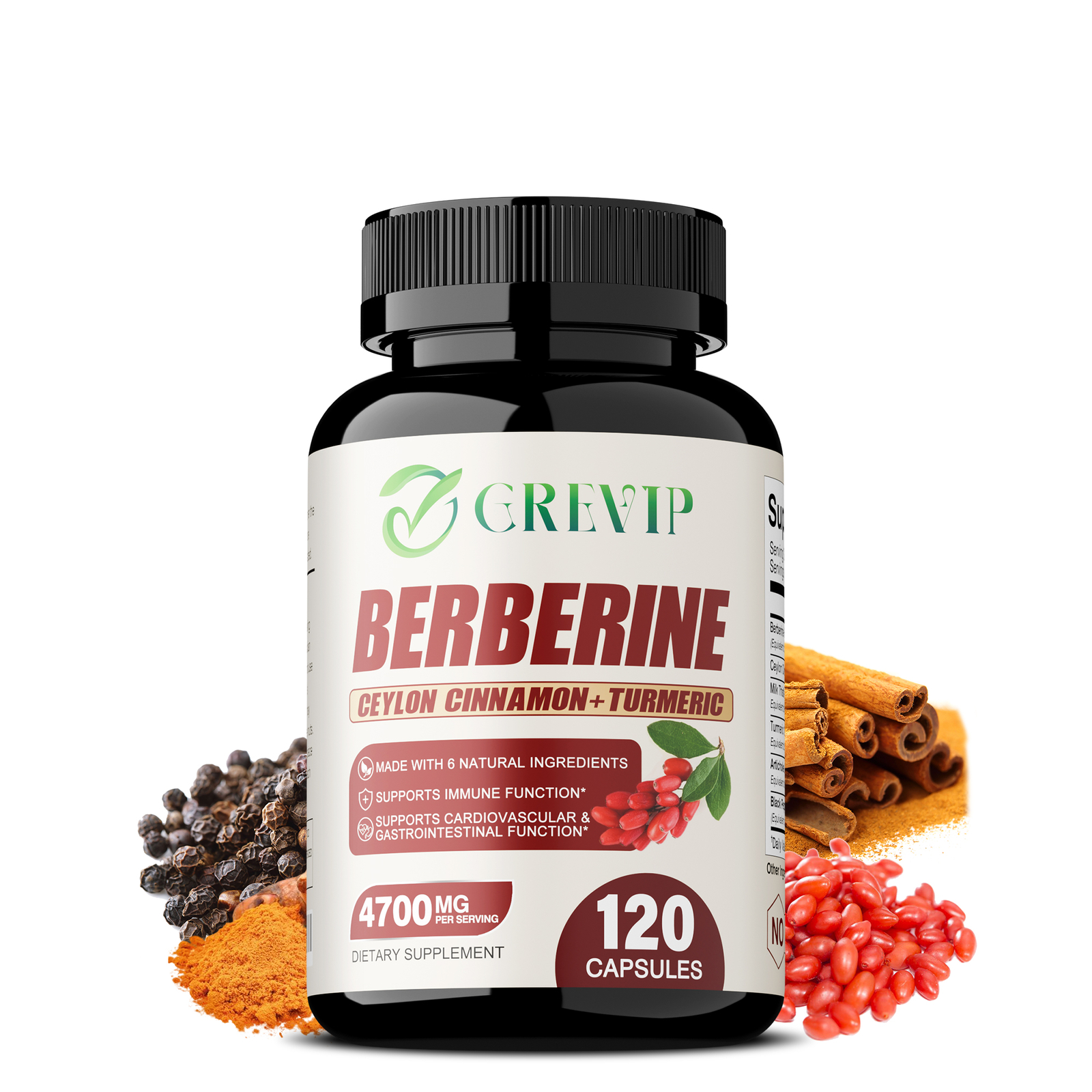 Berberine HCI 4700mg – Ceylon Cinnamon, Healthy Cholesterol, Metabolism & Health