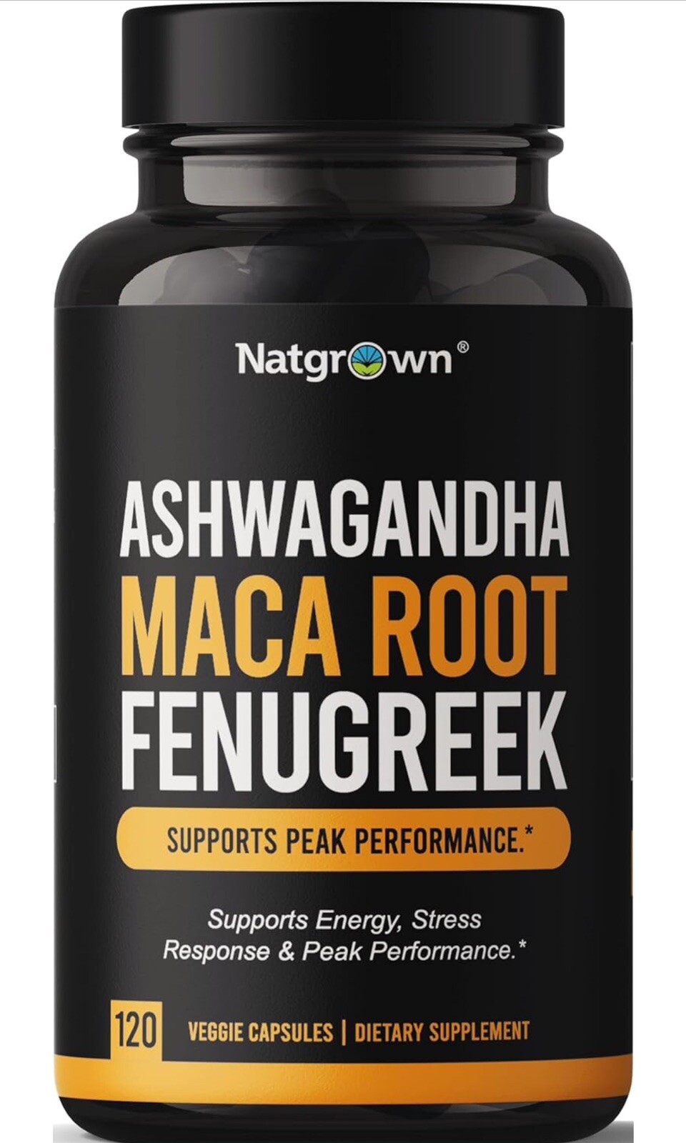 Natgrown Ashwagandha Maca Root Fenugreek Extract Capsules Supplement