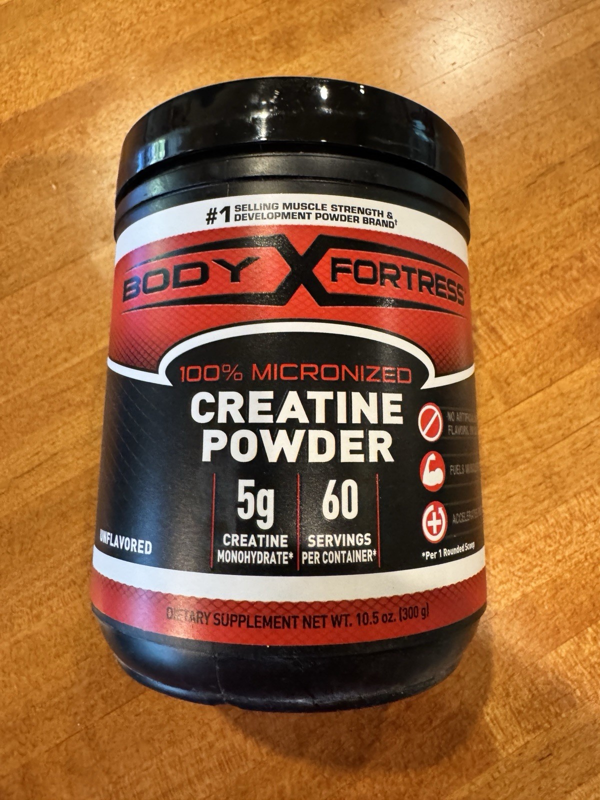 Body Fortress 100% Micronized Creatine Monohydrate Powder, 300G (60 Servings