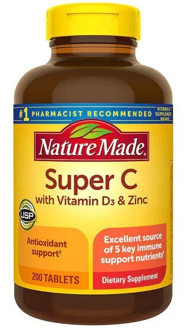 Nature Made Super C with Vitamin D3 and Zinc, 200 Tablets