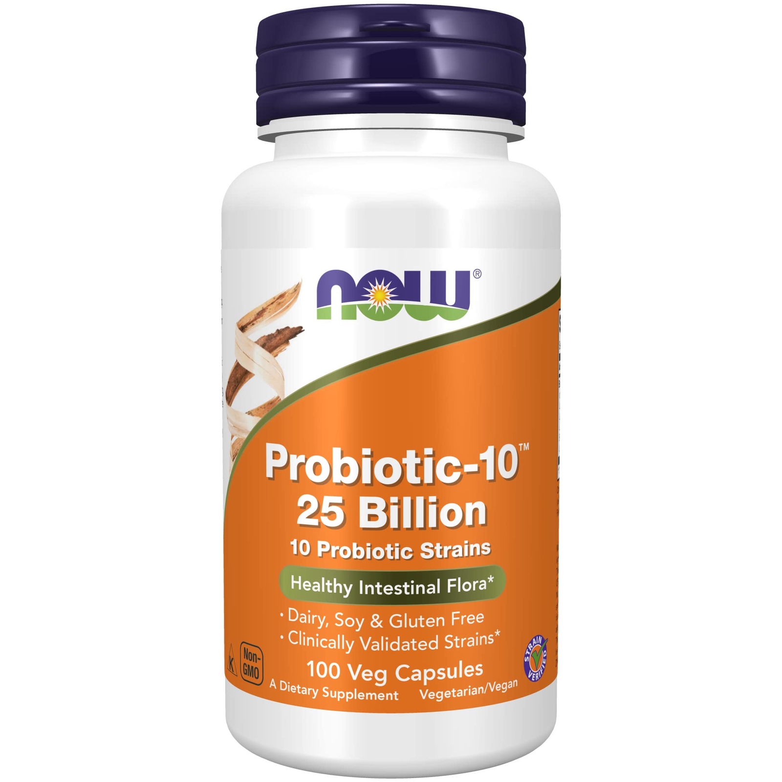 NOW Probiotic 10 Supplement 100 Count 10 Strains 25 Billion CFU Healthy Diges…